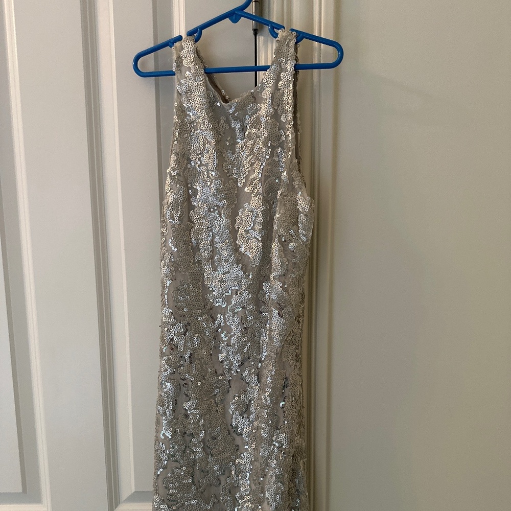 Silver sparkly minidress backless size 0